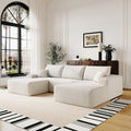 108 in White Modular Sectional Couch with Right Facing Chaise - Deep