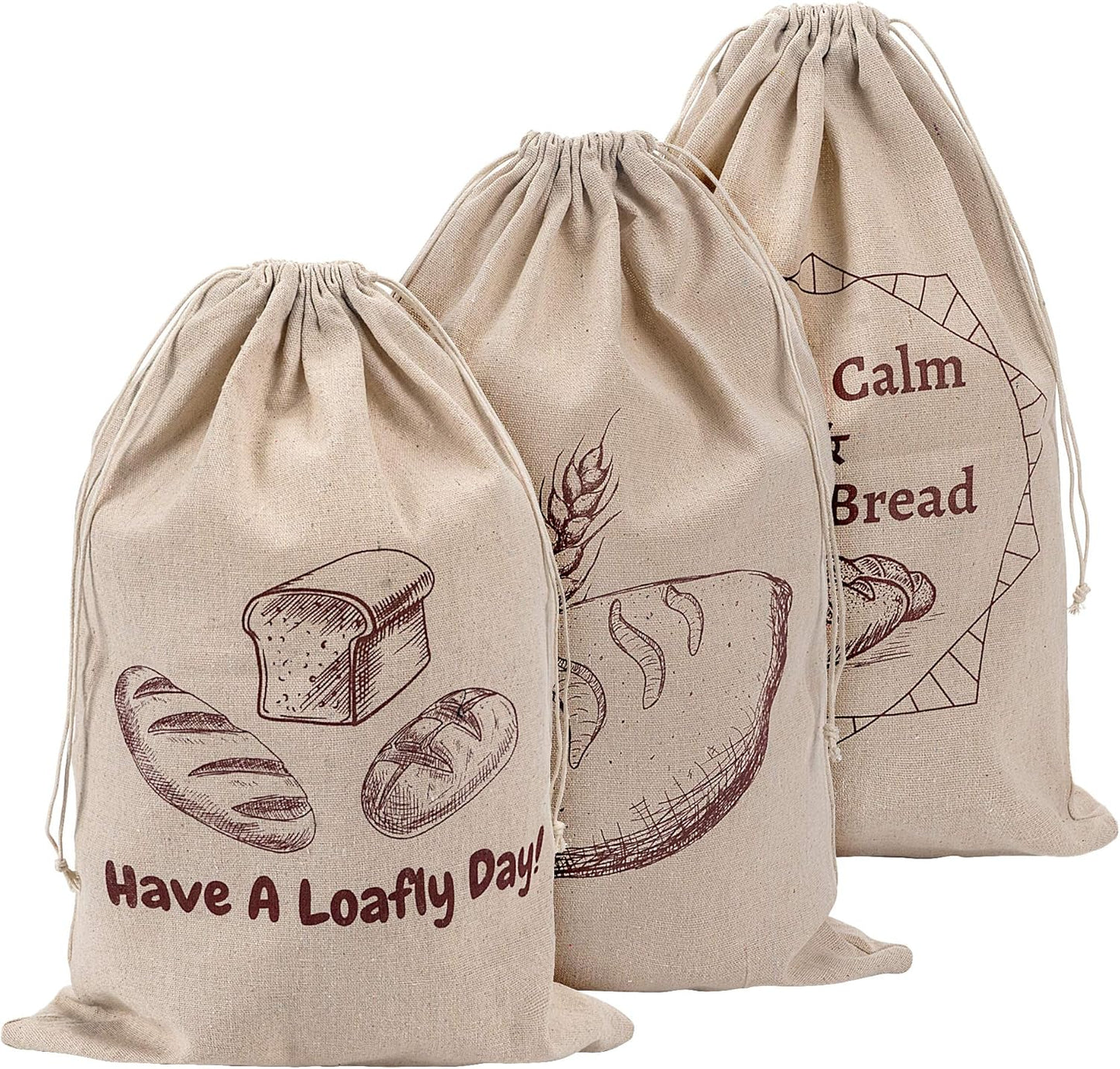 Pack of 3 Linen Sourdough Bags - Keep Your Breads Fresh!