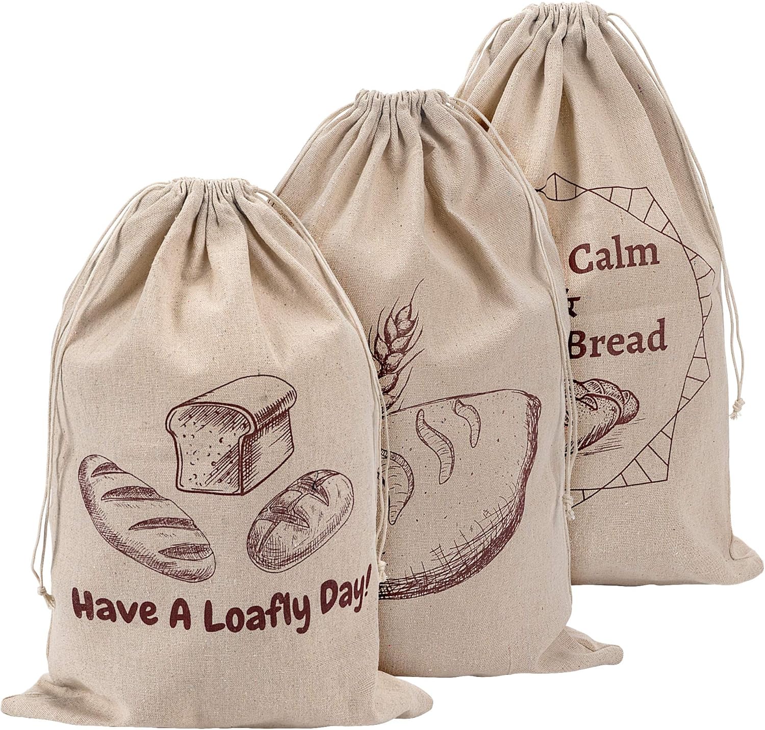 Pack of 3 Linen Sourdough Bags - Keep Your Breads Fresh!