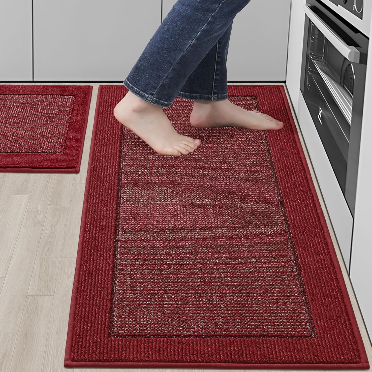 BEQHAUSE Kitchen Rugs Set of 2 Non-Slip Absorbent Mats