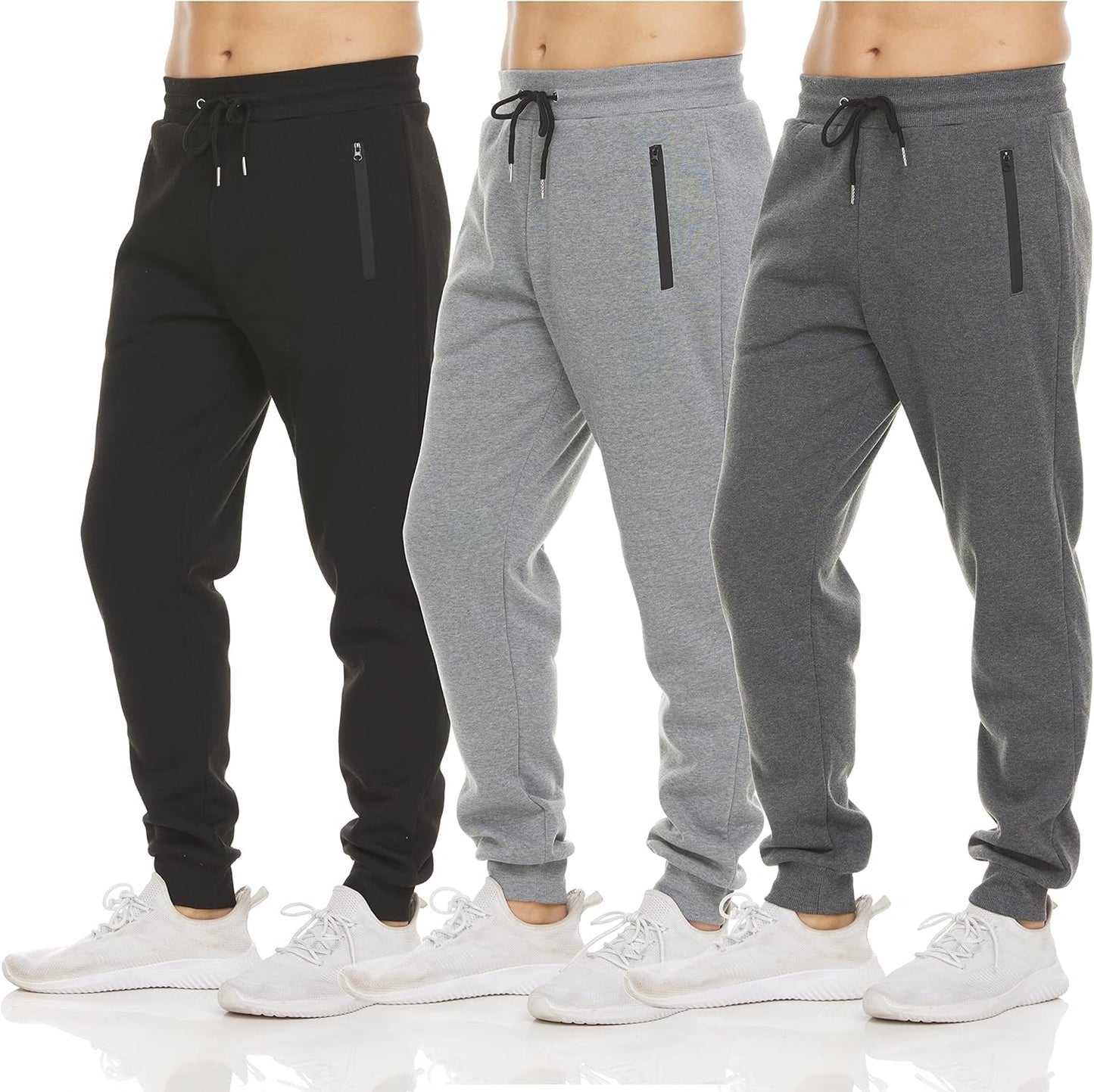 PURE CHAMP Mens Fleece Jogger Sweatpants with Zipper Pockets