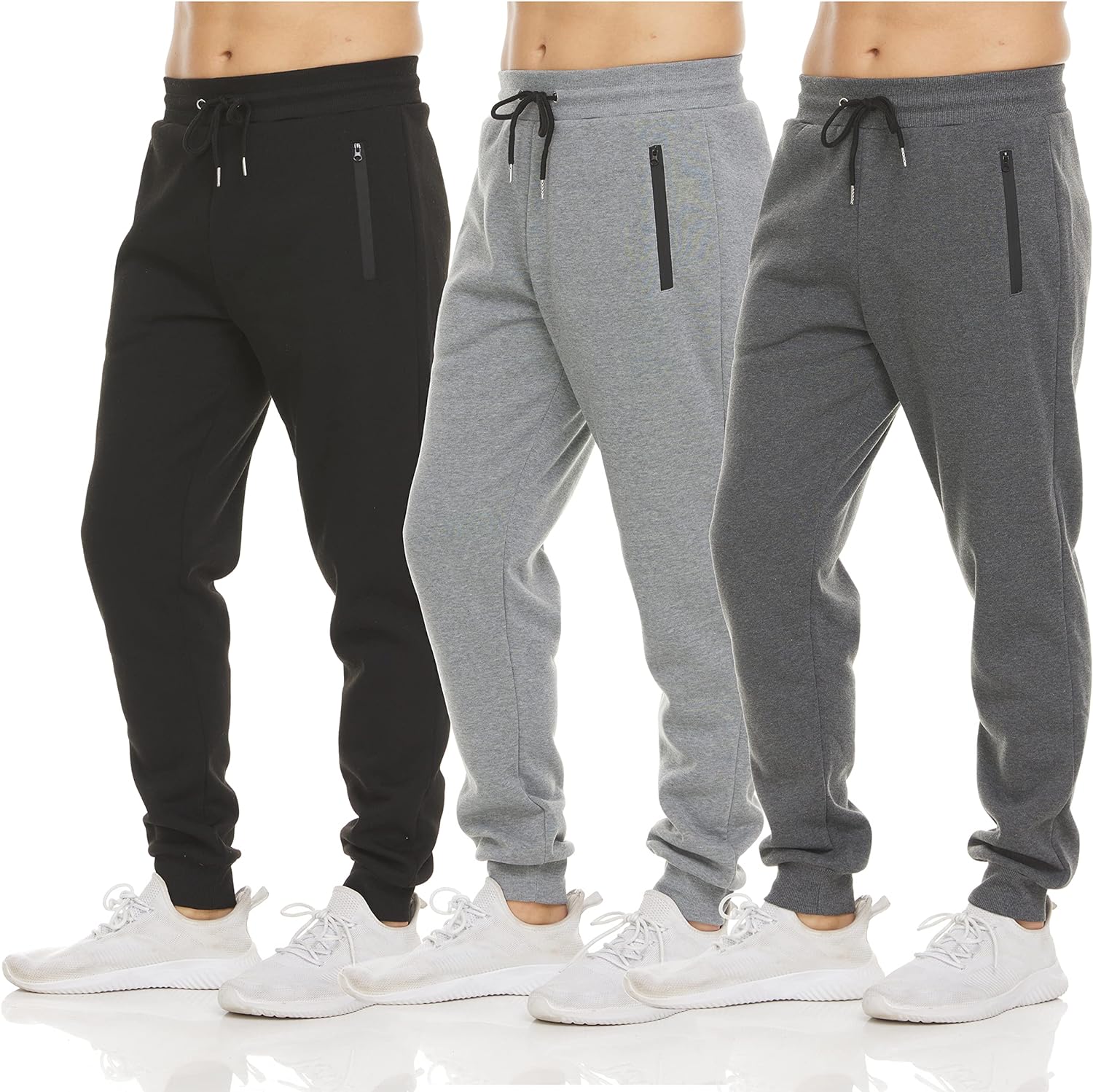 PURE CHAMP Mens Fleece Jogger Sweatpants with Zipper Pockets