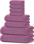 Tens Towels Pack of 8 Towels Set - Lightweight, Quick Dry Purple