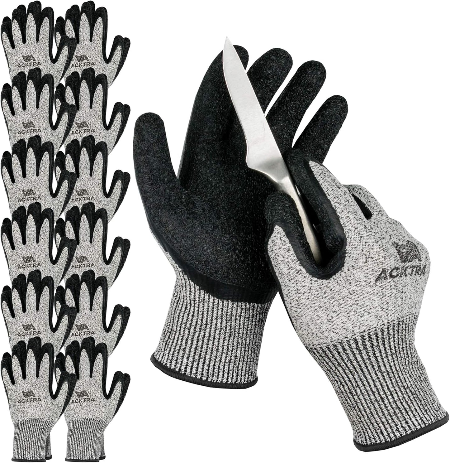 ACKTRA Level 5 Cut Resistant Safety Work Gloves for Heavy Duty