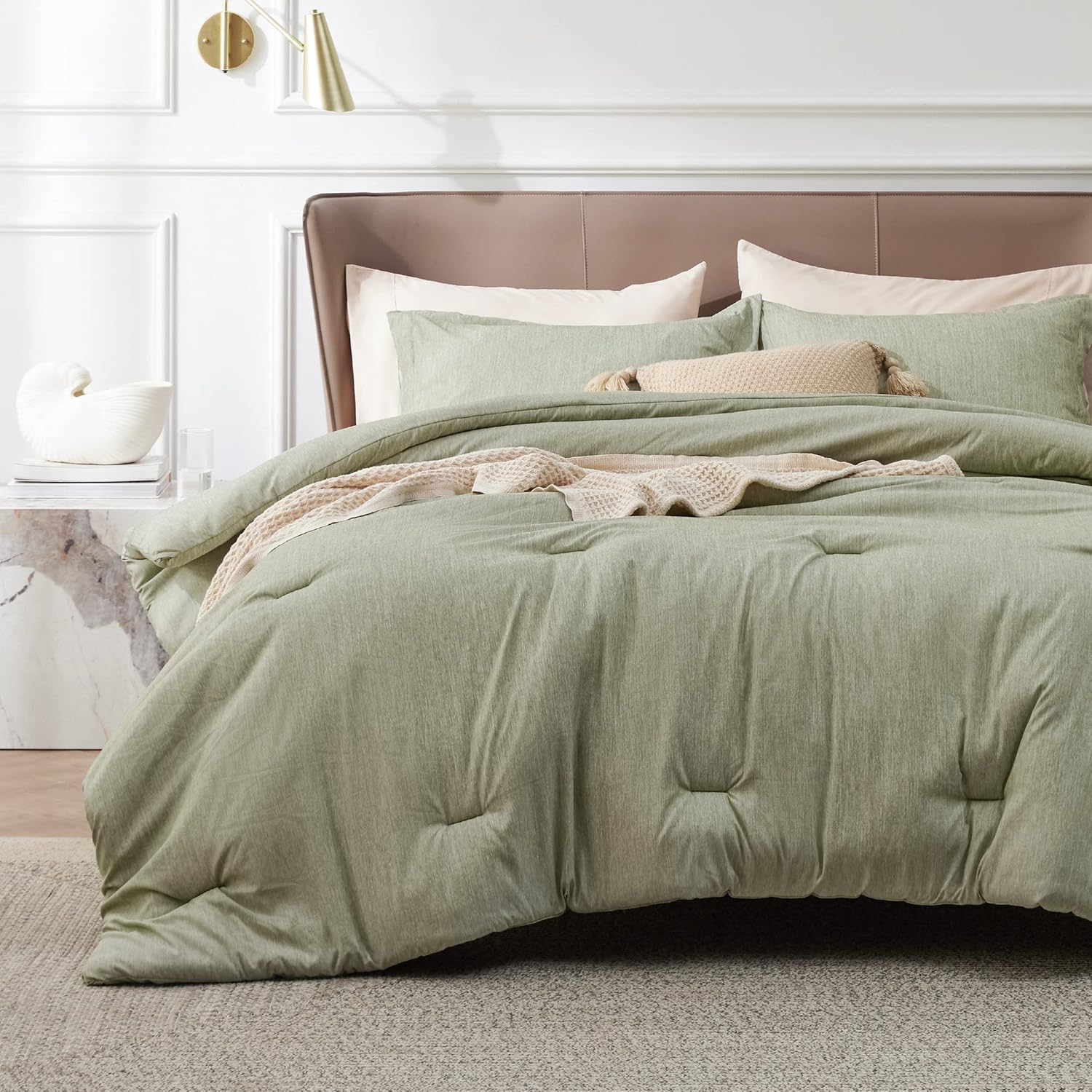 Bedsure Full Comforter Set - Olive Green Soft Bedding for All Seasons