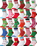 Neer 30 Pair Kid Christmas Socks Colorful Cute Crew - Fun Pack