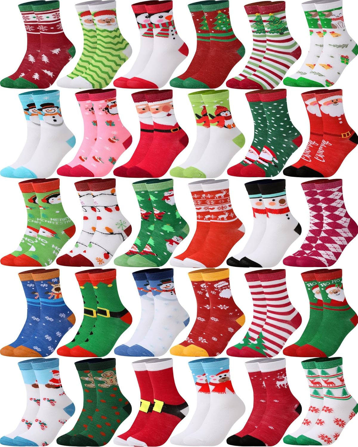 Colorful Cute Christmas Socks for Kids - 30 Fun Pairs