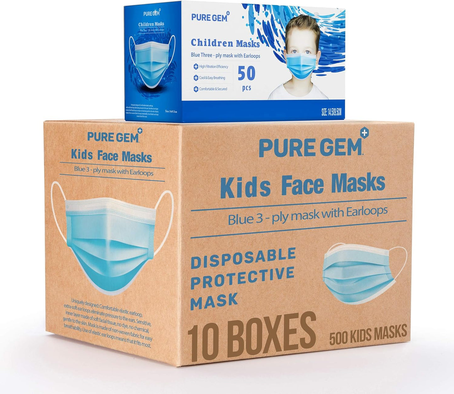 Premium Pack of Children's Size Disposable Kids Face Masks