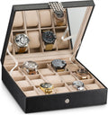 Watch Box - 15 Slot Classic Watch Case Display Organizer with Modern