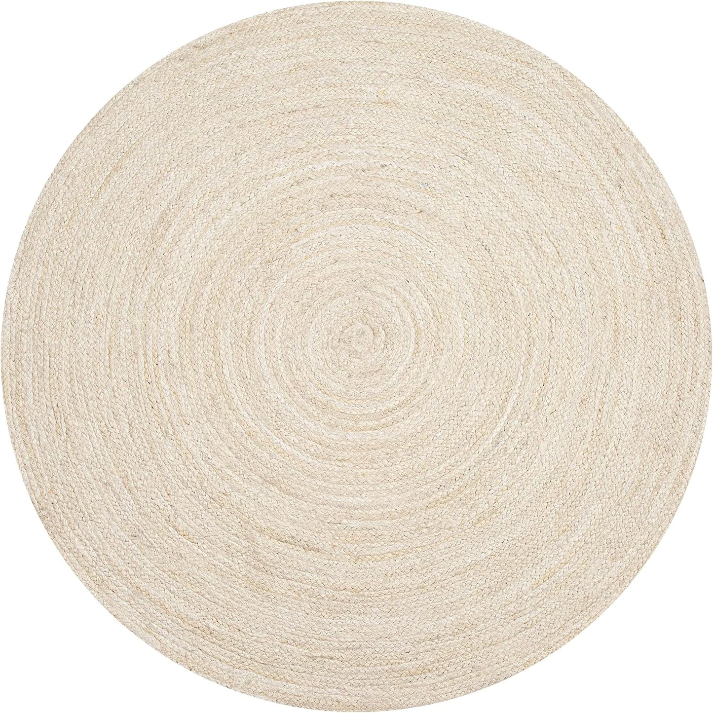 Hand Woven Jute Braided Rug, 6 Feet Round for Home Decor