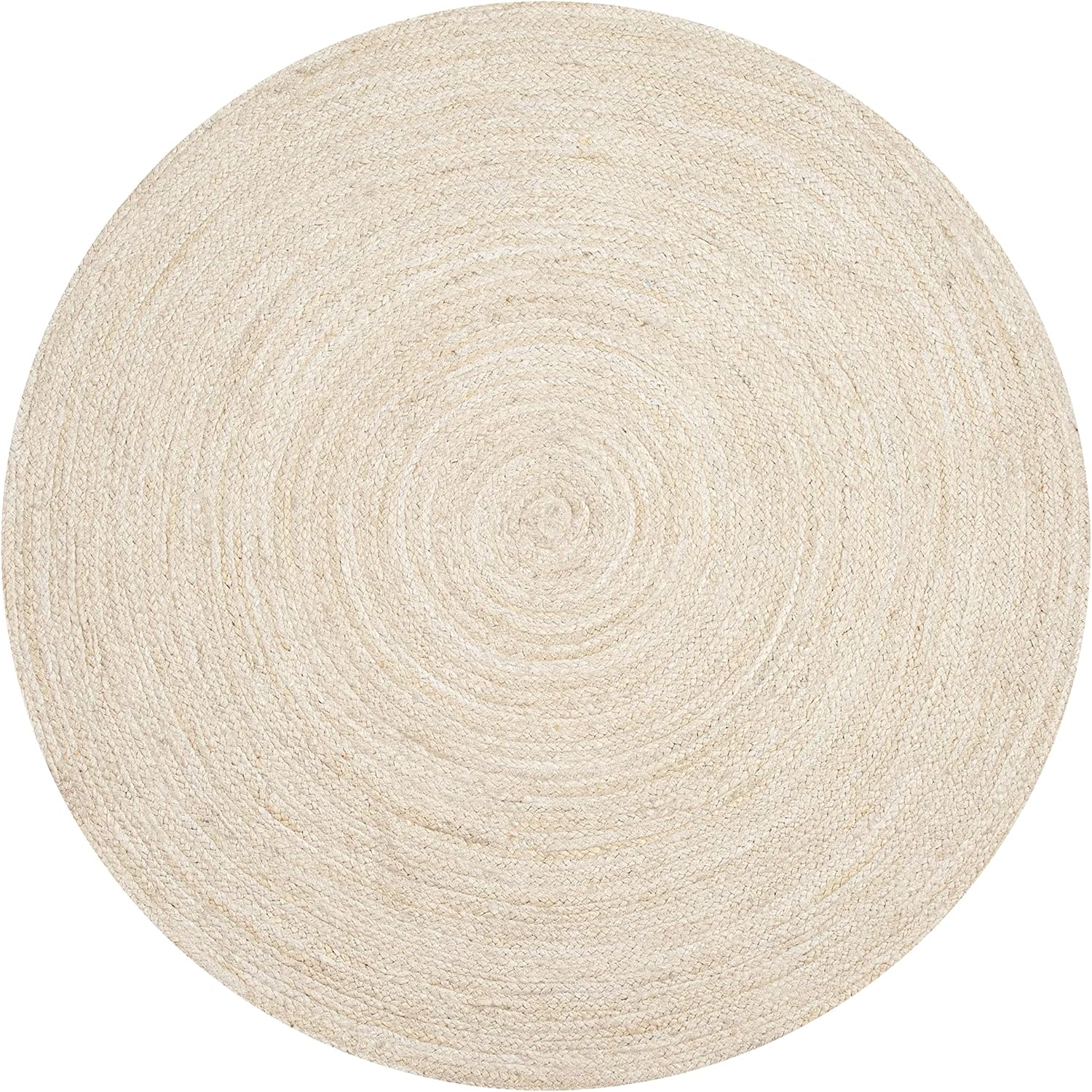 Hand Woven Jute Braided Rug, 6 Feet Round for Home Decor