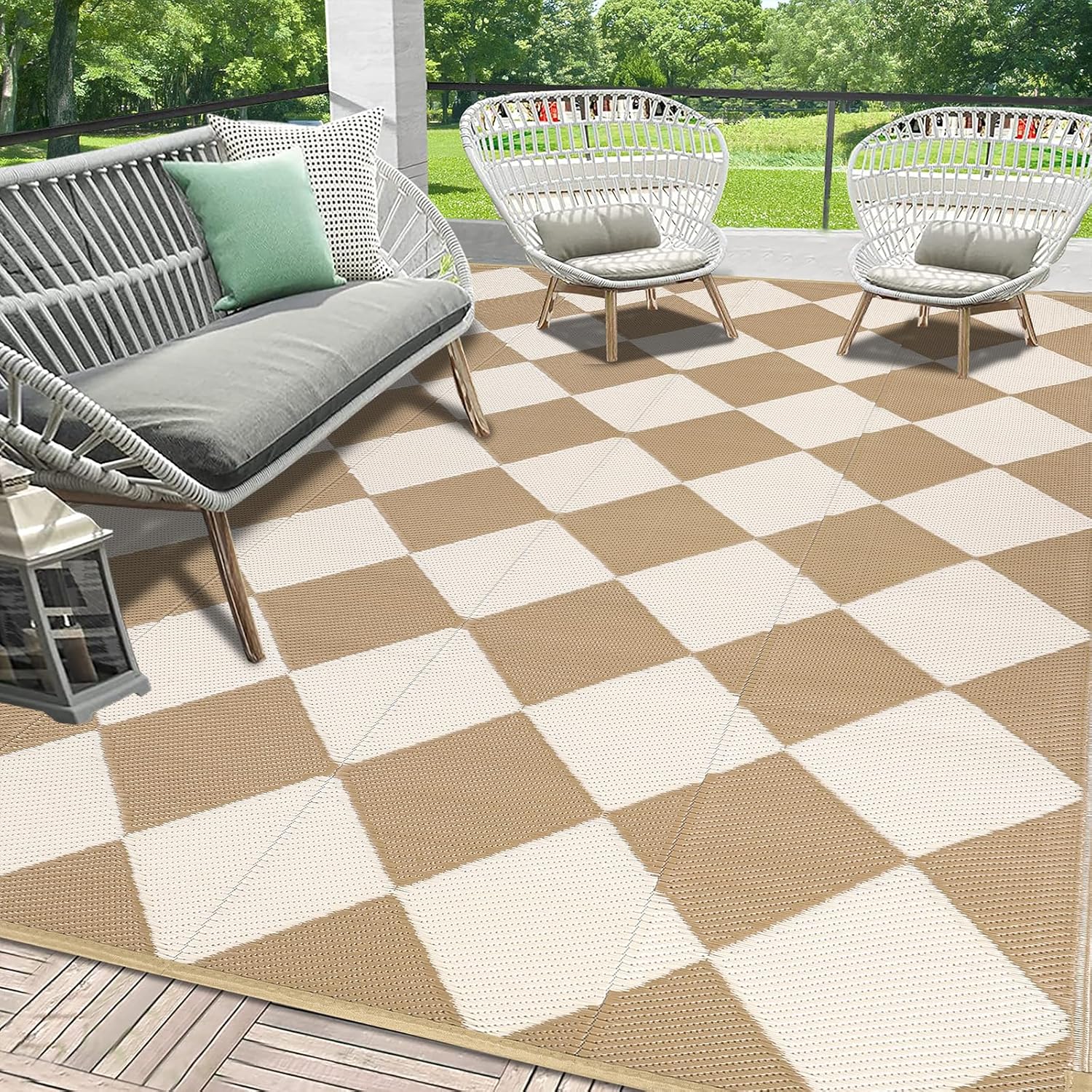 HEBE Outdoor Rug Waterproof 9x12 for Patio and Camping Use