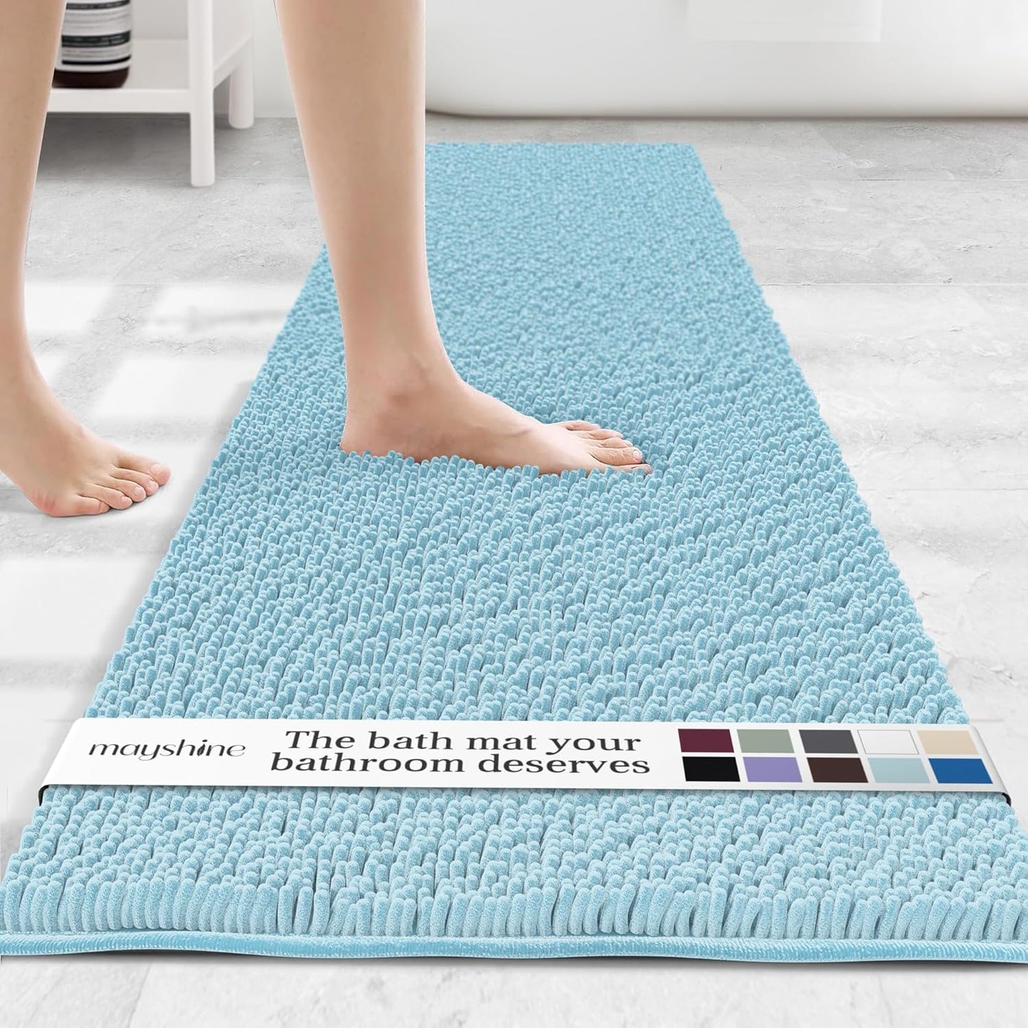 MAYSHINE Plush Shaggy Chenille Bath Mat for Ultimate Comfort