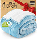 Sherpa Blanket King Size Washed Blue - Soft Reversible Plush 90x102 in