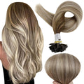 Full Shine U Tip Hair Extensions 22 in - Natural Balayage Length