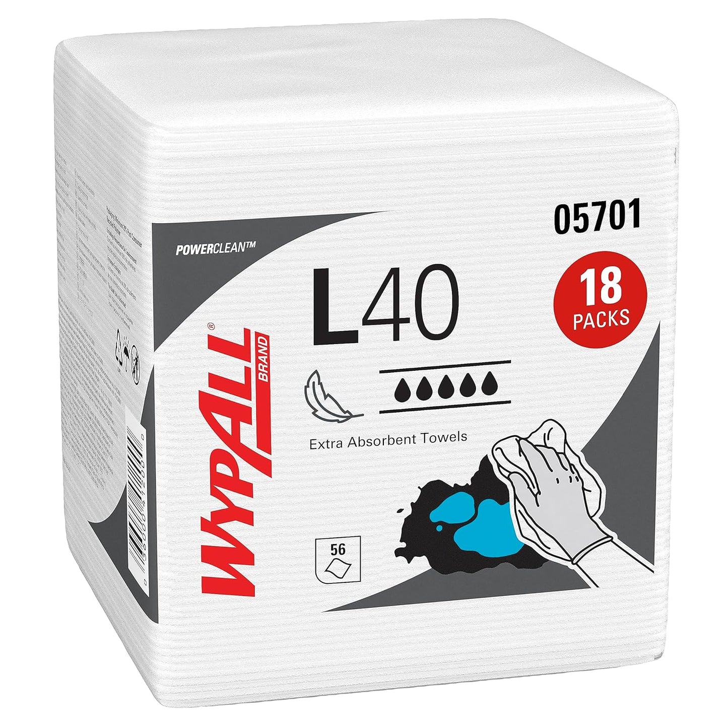 Wypall PowerClean L40 Cloths Extra Absorbent Wipes for Cleaning