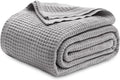 Bedsure Gentlesoft 100% Cotton Waffle Blanket Queen - Soft