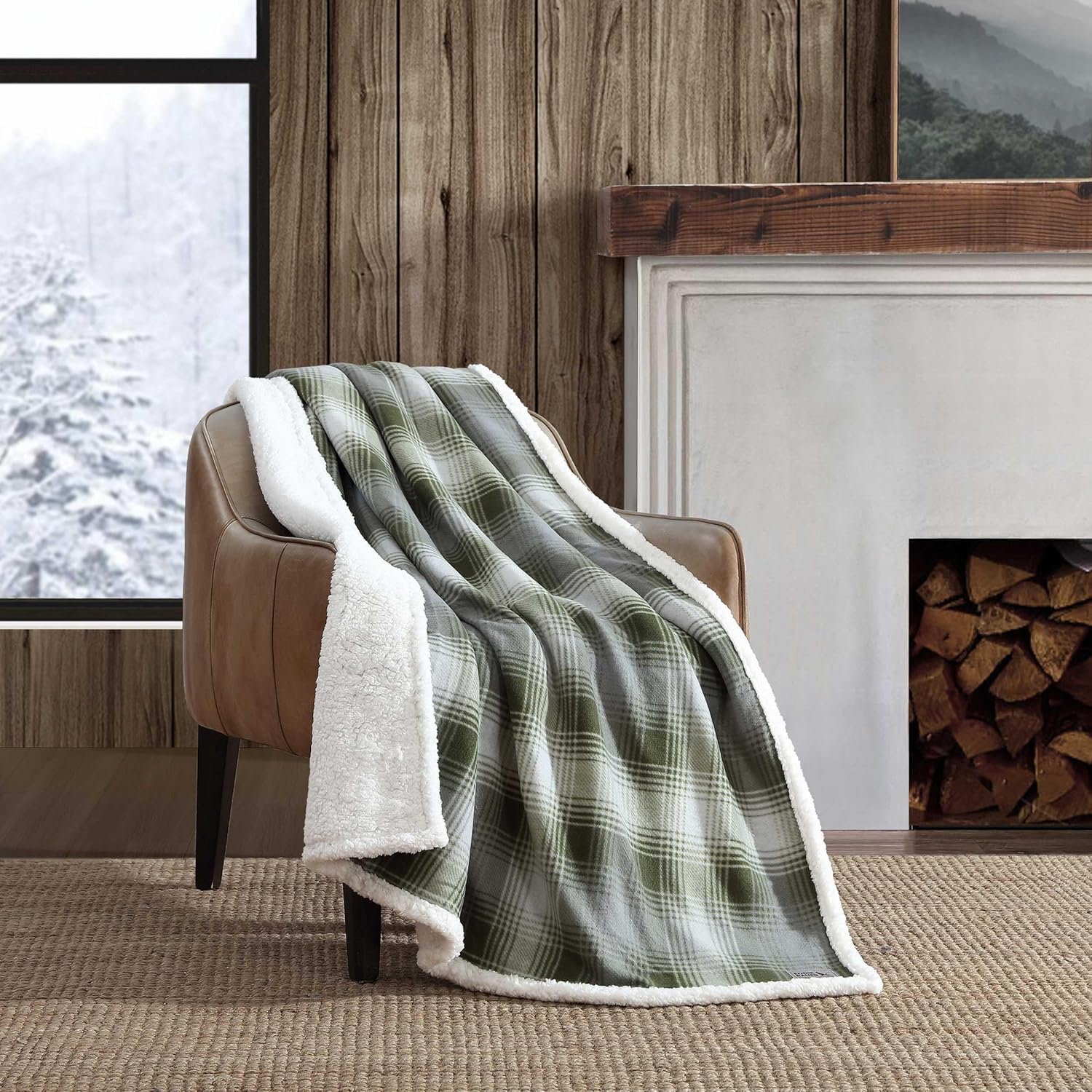 Eddie Bauer Throw Blanket, Plush Sherpa & Fleece for Comfort