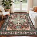 Boho Vintage Area Rug 4x6 ft - Machine Washable Low Pile Accent Rug