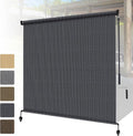 Outdoor Roller Shades 7 ft W x 6 ft H Blue Gray - Cordless Porch Shade