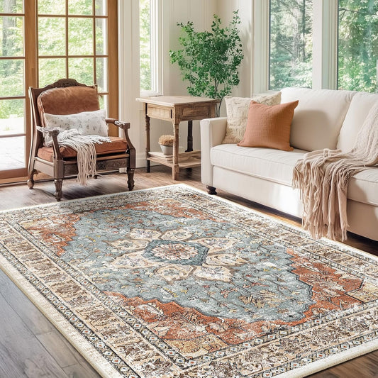 5x7 Area Rug Washable Non-Slip Boho Carpet for Living Room