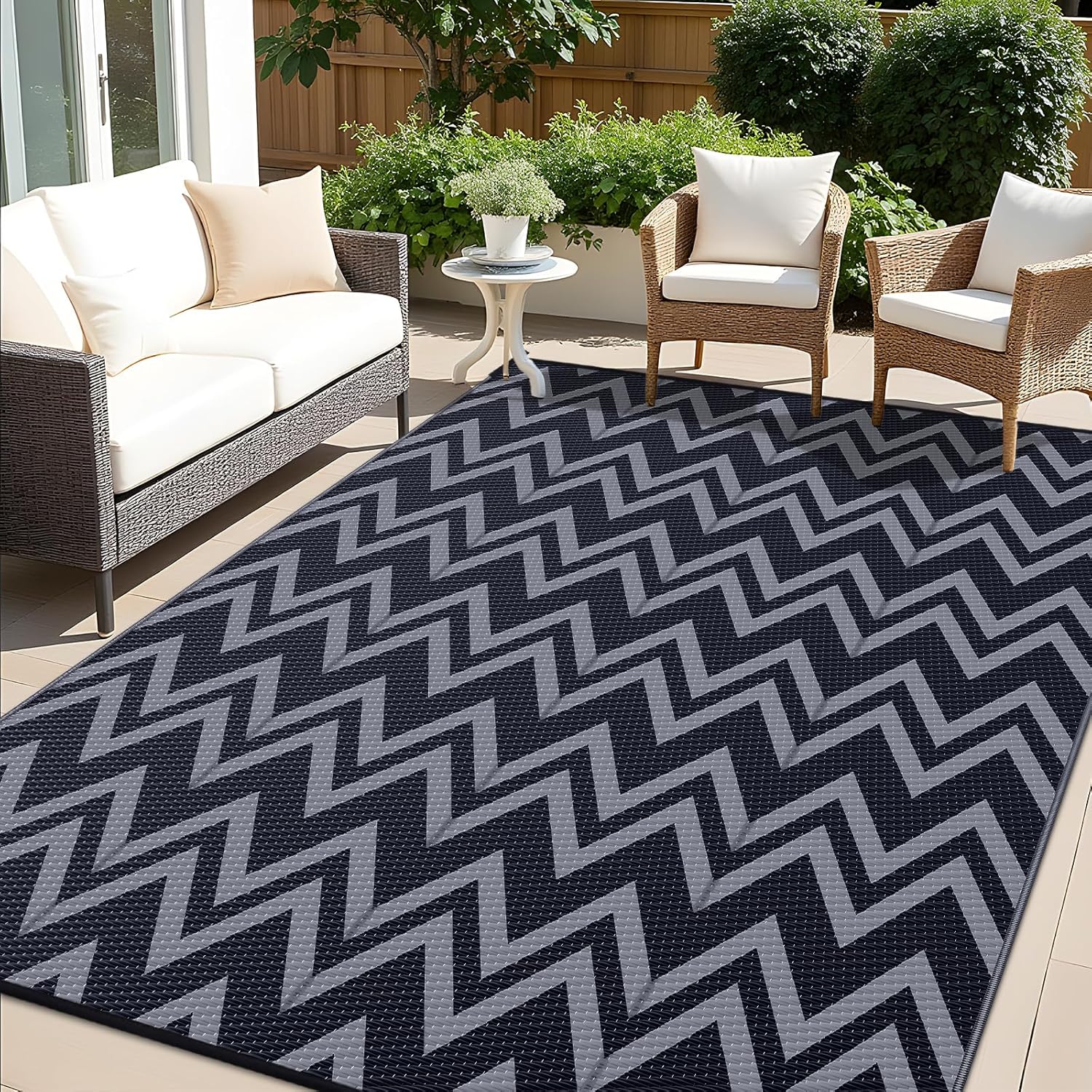 OLANLY Waterproof Outdoor Rug 8x10 ft for Patio and Camping
