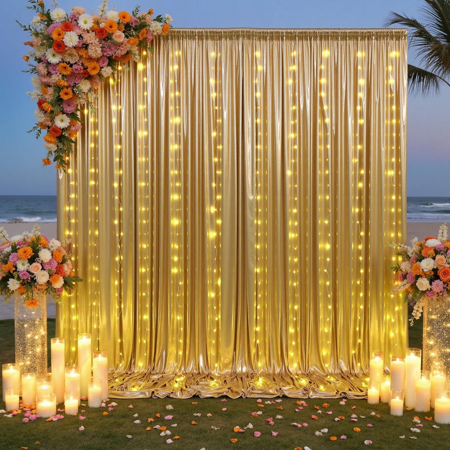 10x10FT Gold Sequin Backdrop Curtain for Stunning Events
