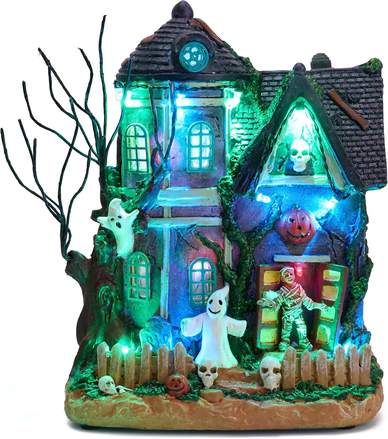 Lighted Halloween Village Houses with Music and LED Lights