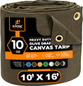 Xpose Safety Canvas Tarp 10 oz Olive Drab 10ft x 16ft - Heavy Duty