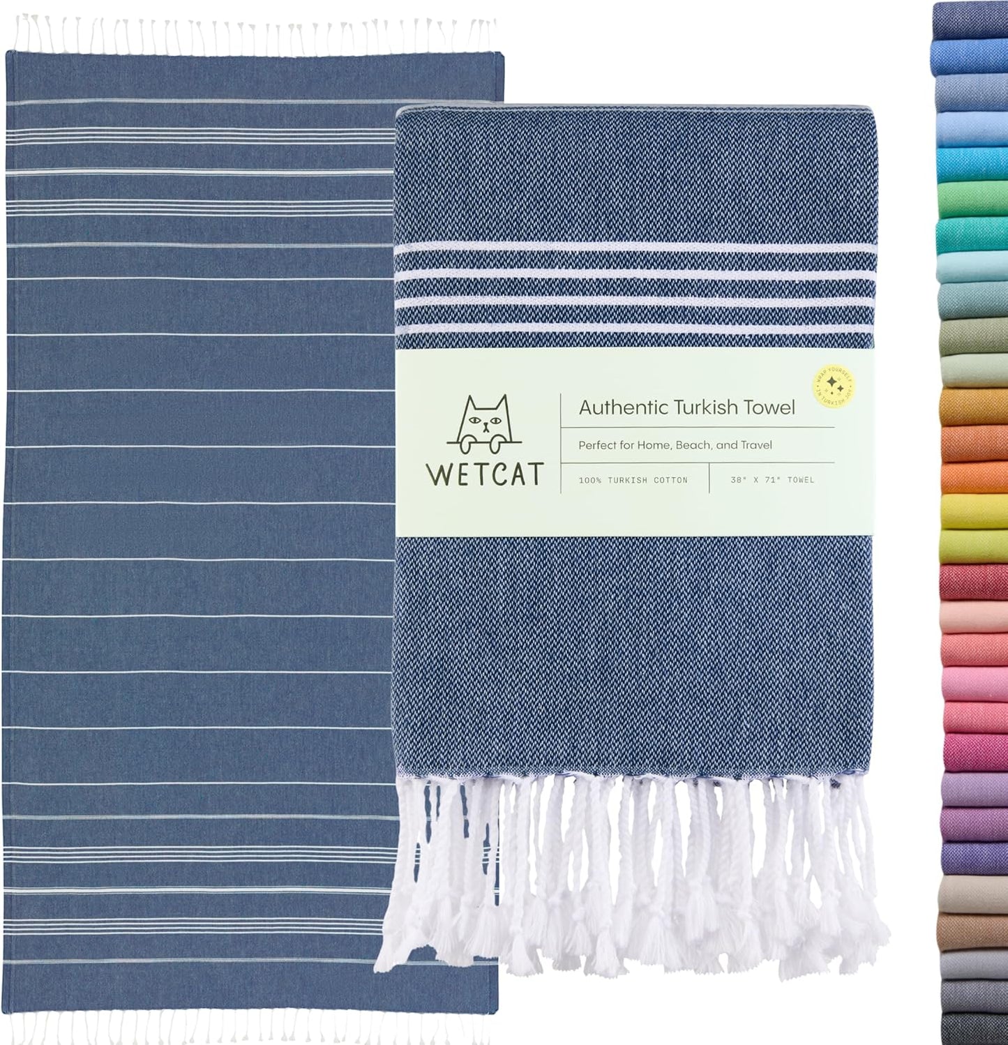 WETCAT Turkish Beach Towel Oversized Quick Drying Dark Blue