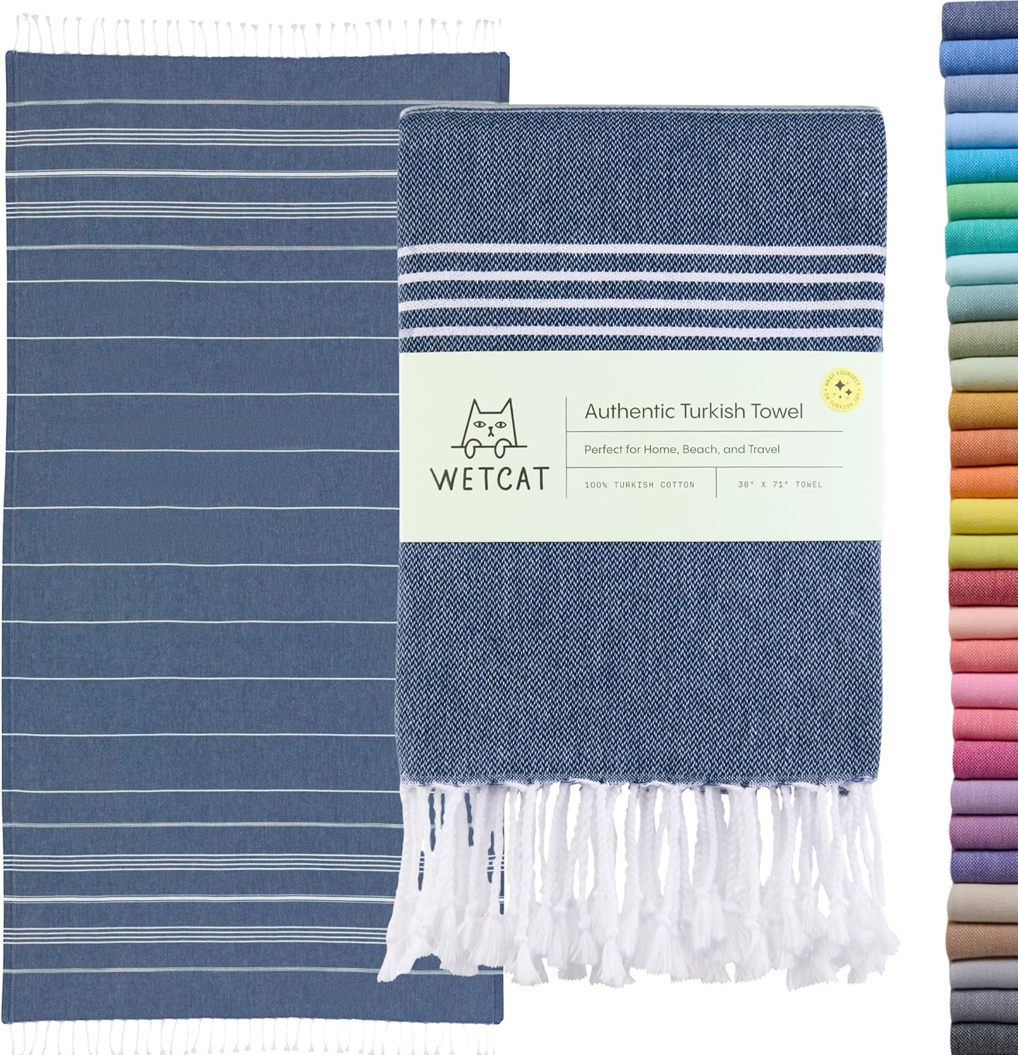 WETCAT Turkish Beach Towel Oversized Quick Drying Dark Blue
