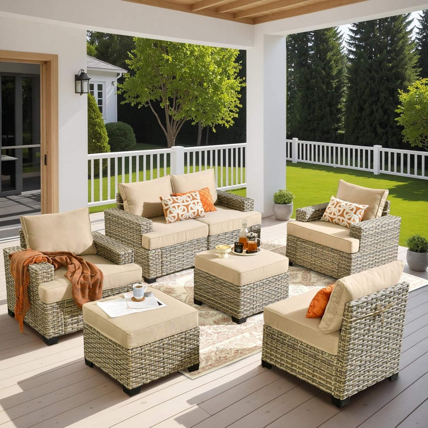 HOOOWOOO Outdoor Sectional Patio Furniture Set for Comfort