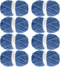 Country Blue Chunky Yarn 8 Pack - Jumbo Chenille for Cozy Knits