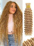 Blonde Human Braiding Hair Deep Wave 18 in 4 Bundles - Boho Braids