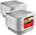 8ft Square Cake Pans 50 Pack - Disposable Aluminum Pans with Lids