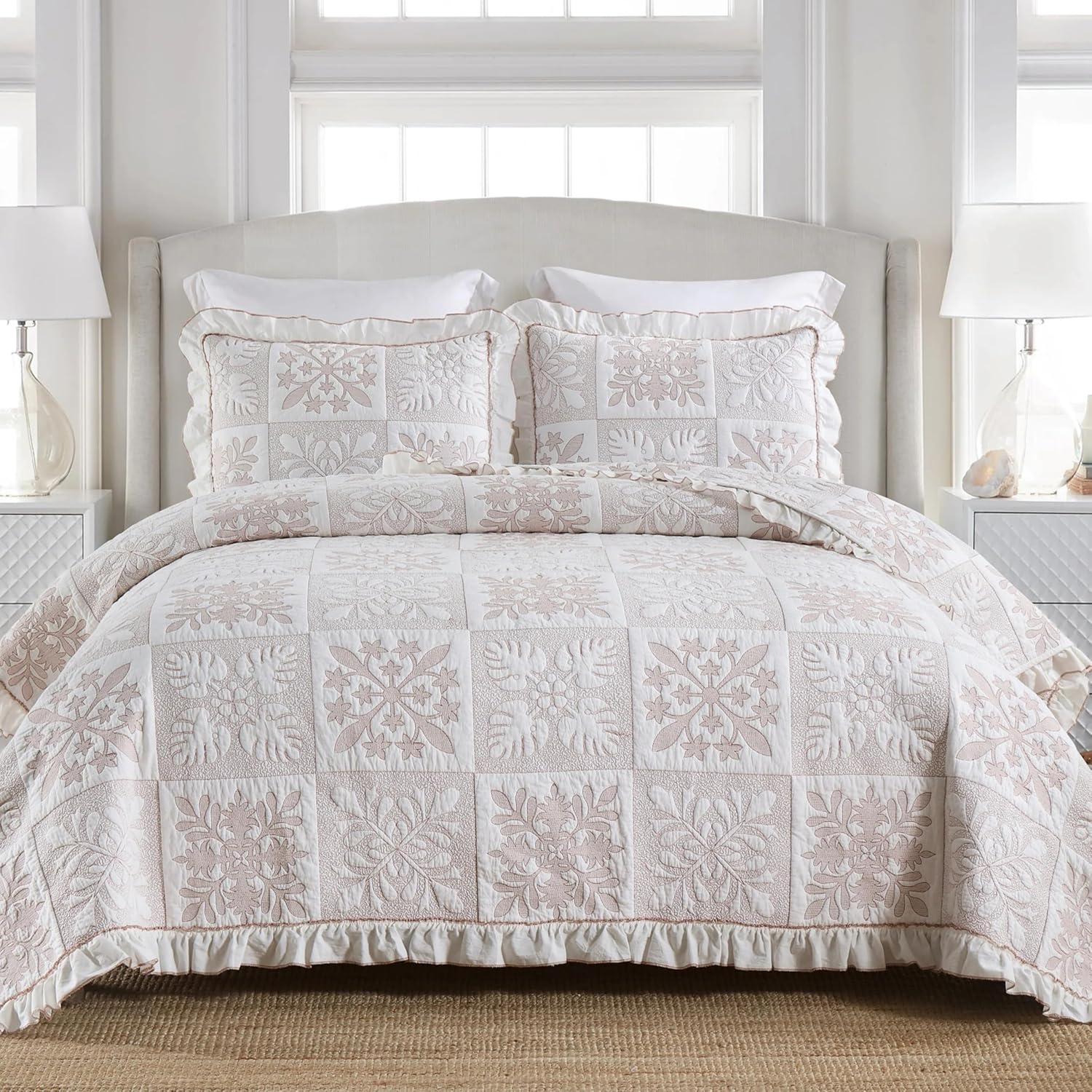 MarCielo 3-Piece Cotton Bedspread Lightweight Quilt Set