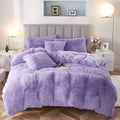 Faux Fur Velvet Fluffy Duvet Cover Set (Lilac) - Ultra Soft Warm