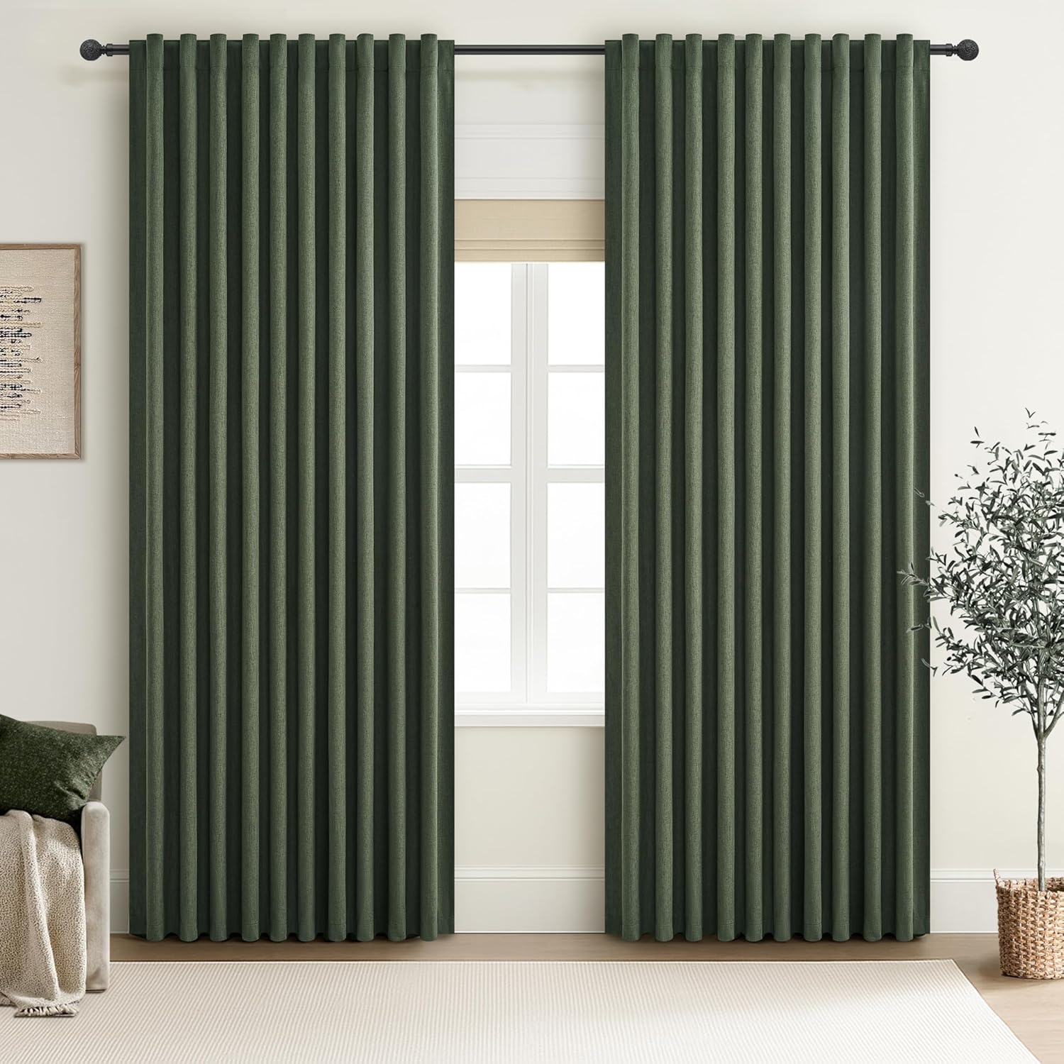 Dark Olive Green Blackout Curtains for Living Room and More