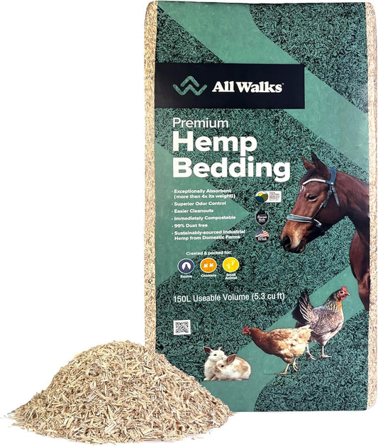 All Walks 150 Liter Hemp Bedding for Chickens and Small Pets