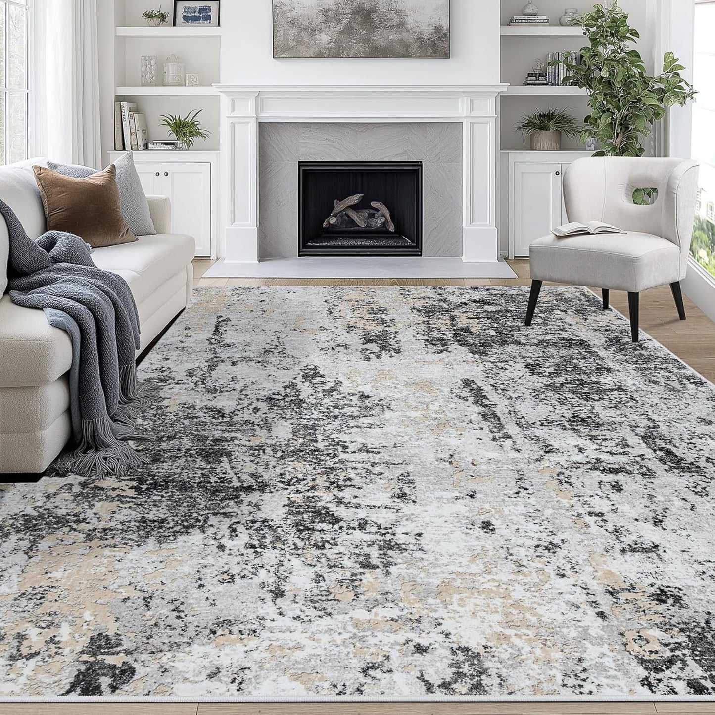 9x12 Area Rugs for Living Room: Abstract Washable Carpet