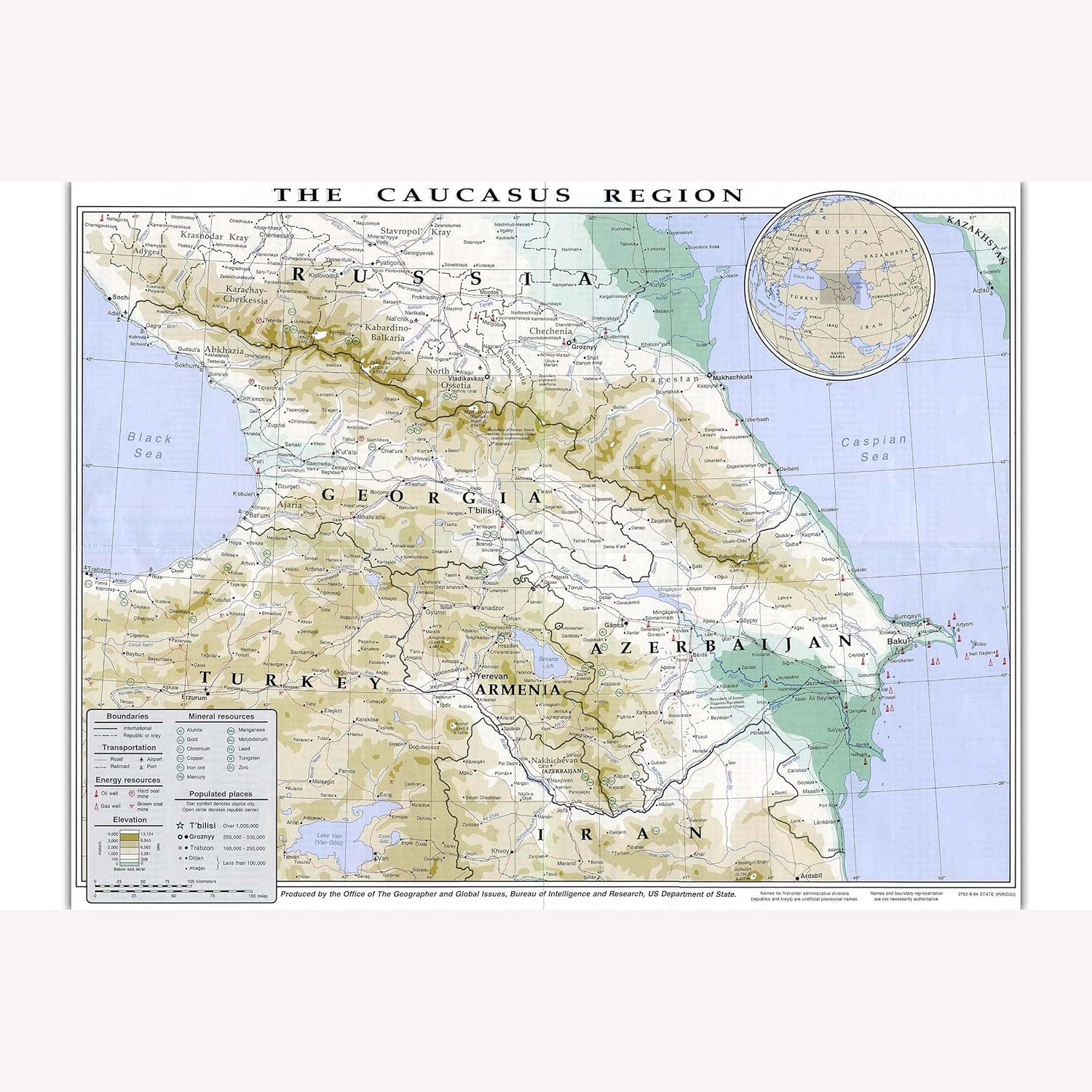 CIA Map Caucasus Region - Perfect Wall Decor for Home
