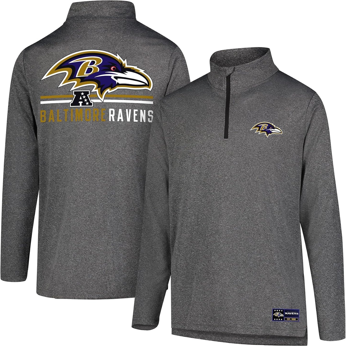 Ultra Game Men's NFL Official Super Soft Quarter Zip T-Shirt