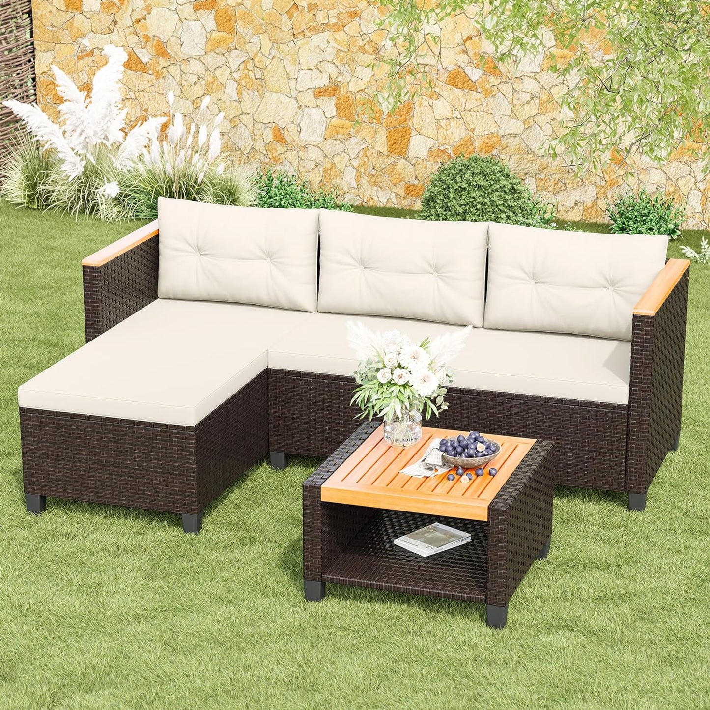 Green4ever 3-Piece Outdoor Patio Furniture Set for Small Spaces