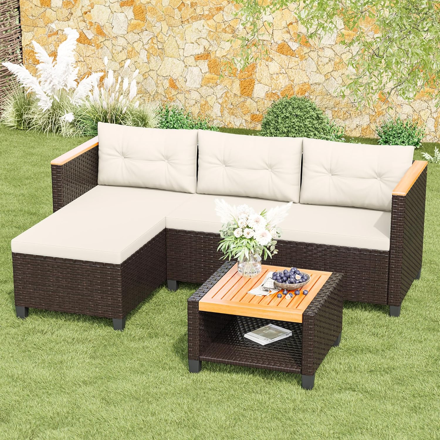 Green4ever 3-Piece Outdoor Patio Furniture Set for Small Spaces