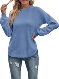 MEROKEETY Women's Fall Sweaters 2025 Cozy Knit Side Split Pullover