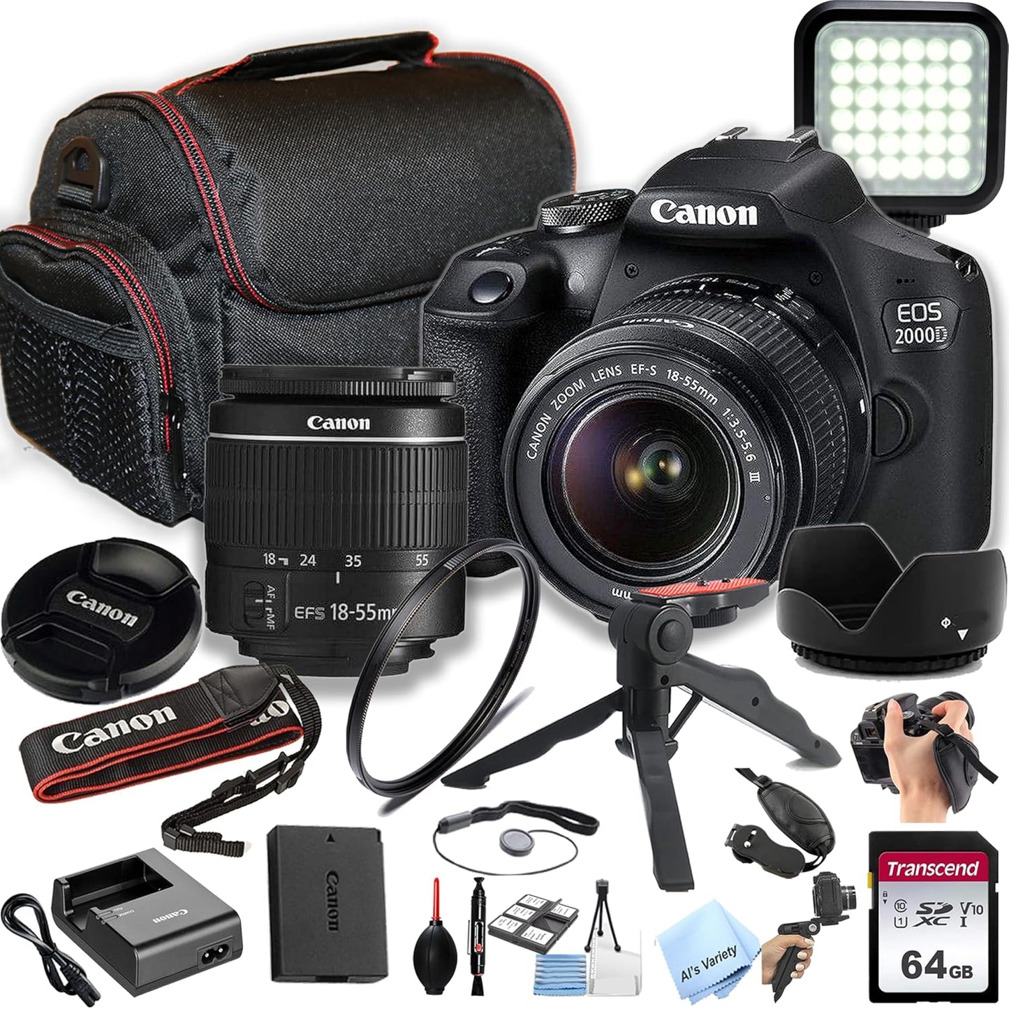 Canon EOS 2000D DSLR Camera Bundle with Essential Accessories