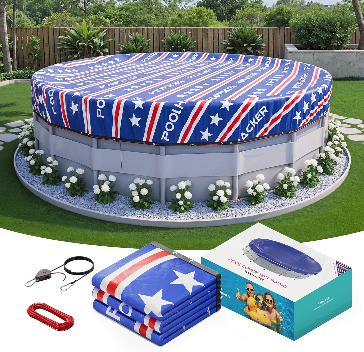POOLHACKER2025 Upgrade 28 ft Winter Pool Cover for Above Ground