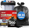 Teivio Large Black Trash Bags 30-33 Gallon - Heavy Duty 260pcs