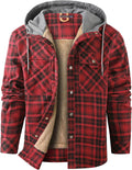 Flygo Men's Sherpa Lined Plaid Flannel Shirt Jacket - Warm Casual