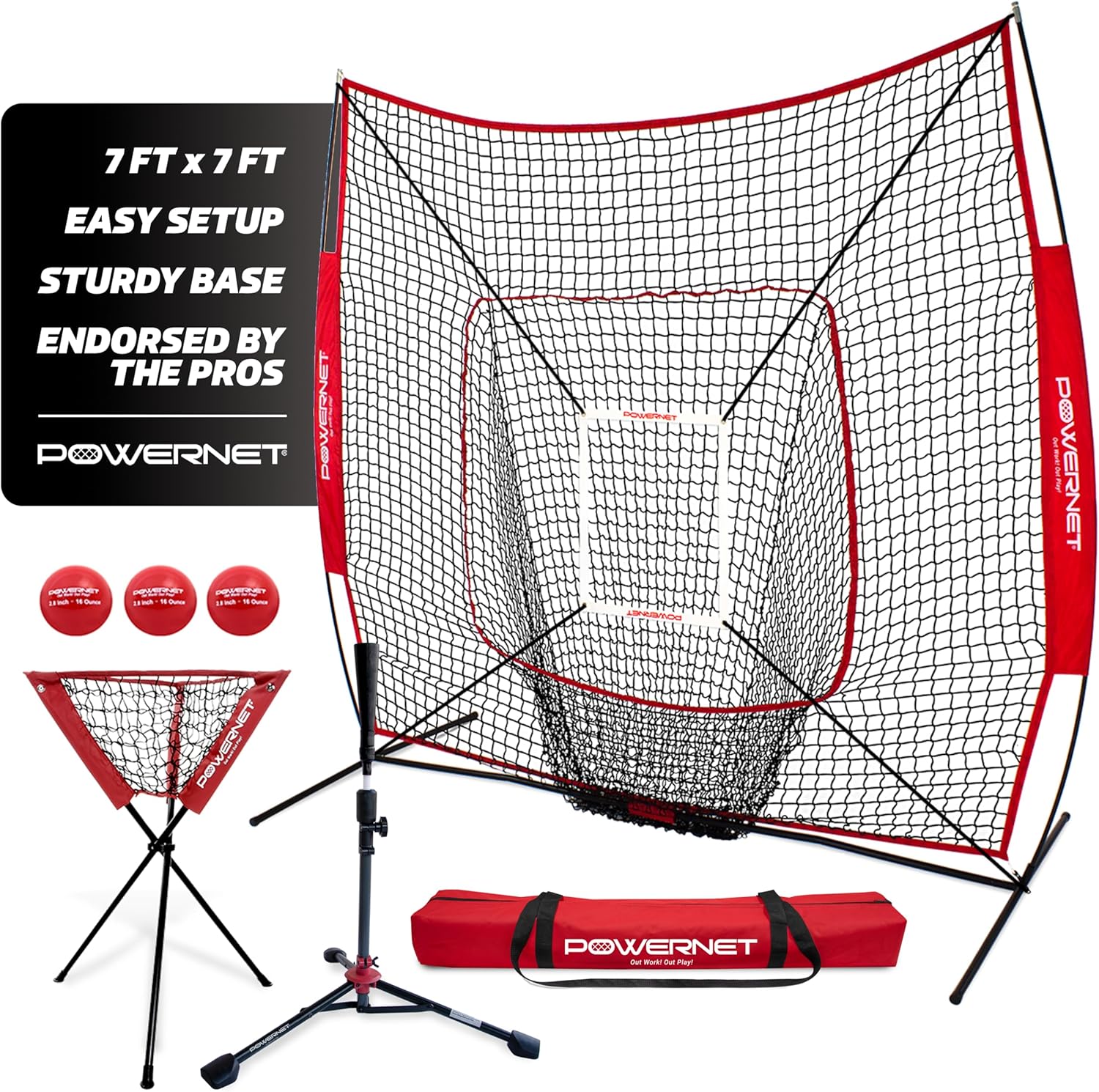 PowerNet 7x7 Baseball Softball Practice Net with Accessories